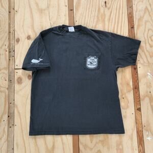 Vintage Save Black Whales Pocket Single Stitch Shirt XL Black Double Sided VTG